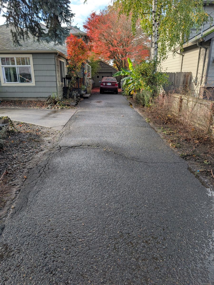 Same driveway clean after pressure washing